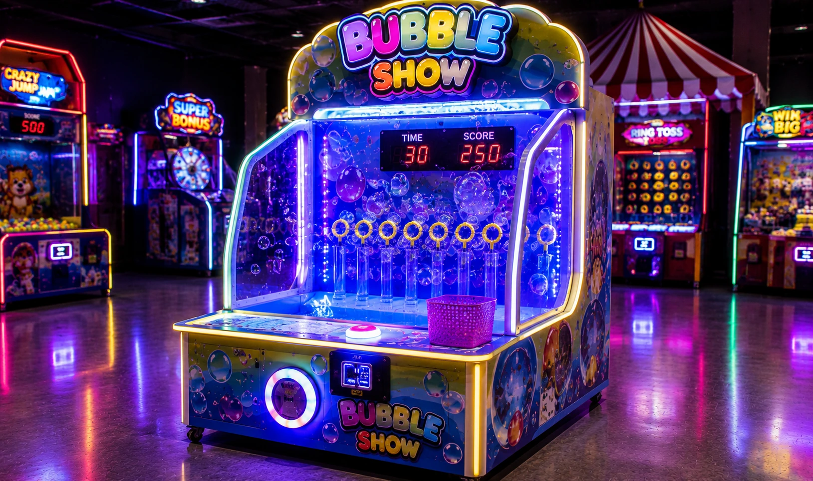 bubble show game on rent
